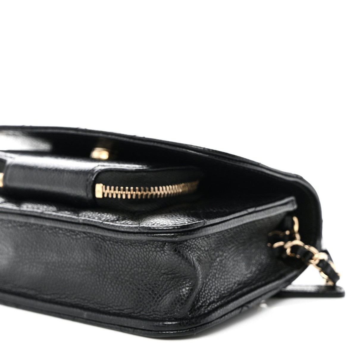 Caviar Quilted Business Affinity Clutch With Chain Black