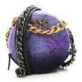 Wool Tweed Chanel 19 Round Clutch With Chain Purple Black Blue