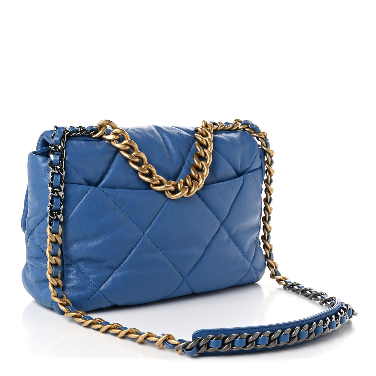 Lambskin Quilted Large Chanel 19 Flap Blue