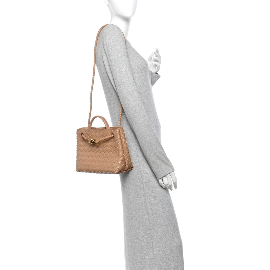 Nappa Intrecciato Small Andiamo Shoulder Bag Biscuit