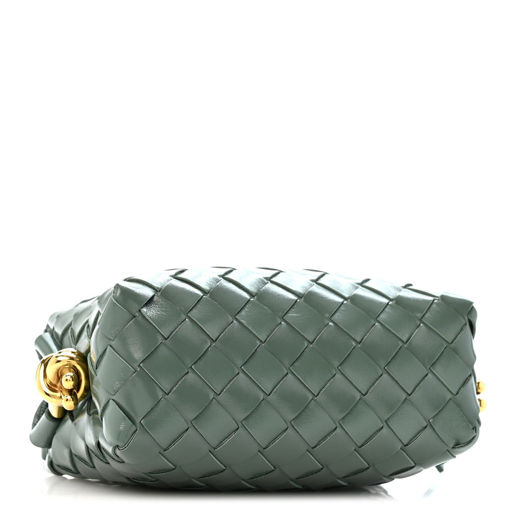 Polished Nappa Intrecciato Knot Mini Loop Camera Bag Aloe