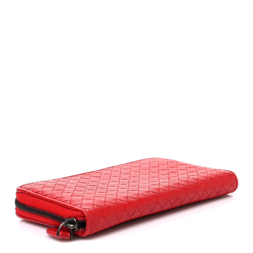 Nappa Intrecciato Zip Around Wallet Red