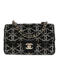 Velvet Crystal Mini Rectangular Flap Black