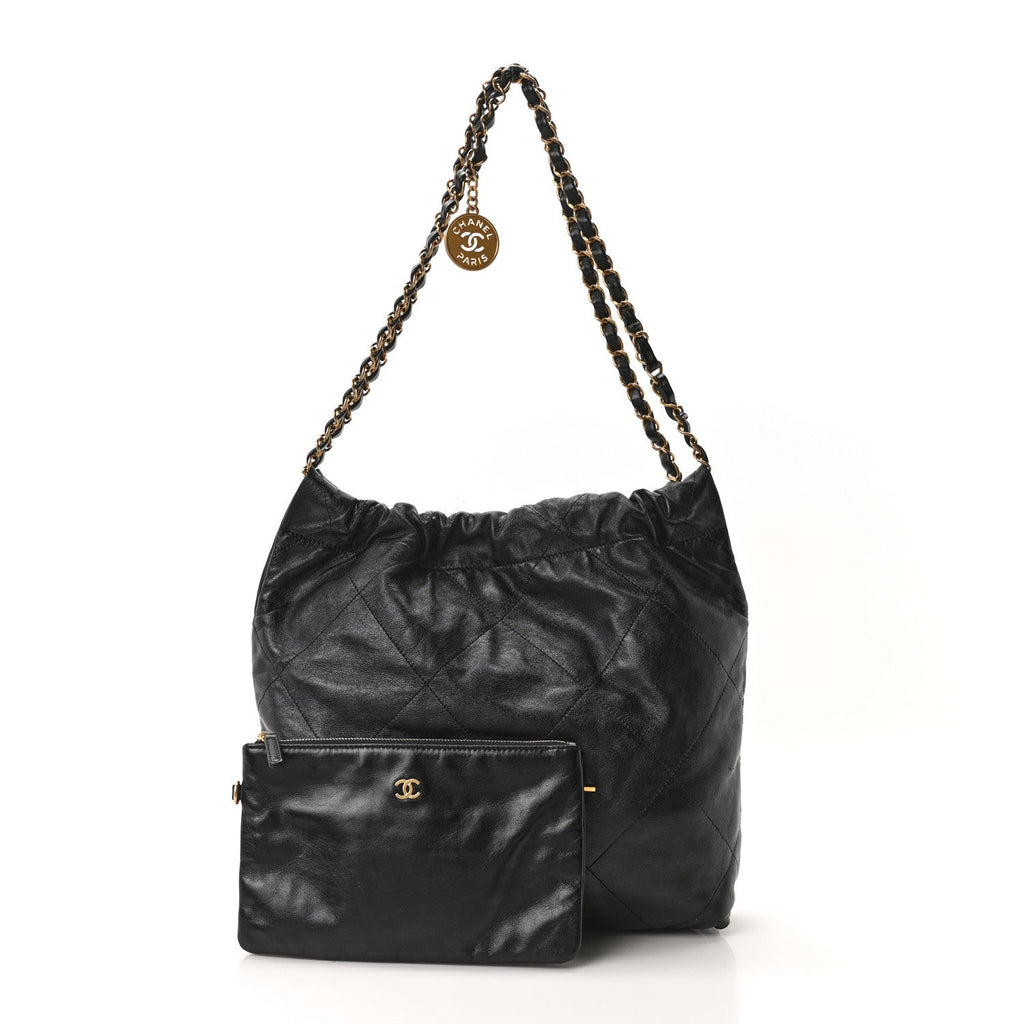 Calfskin Quilted Small Chanel 22 Black