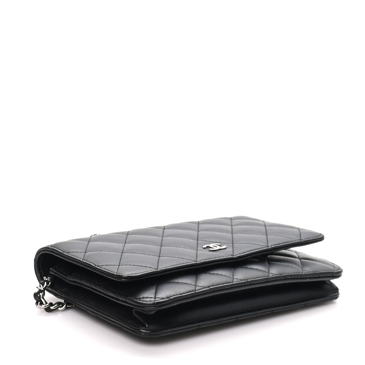 Lambskin Quilted Wallet On Chain WOC Black