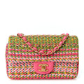 Cotton Mixed Fibers Woven Mini Rectangular Flap Pink Green