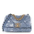 Sequin Quilted Medium Chanel 19 Flap Light Blue