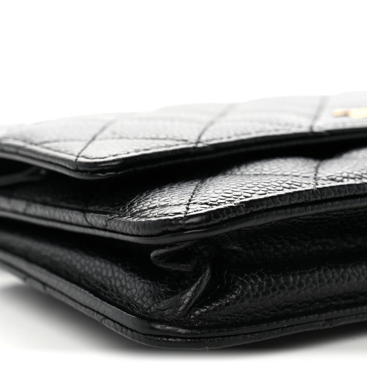 Caviar Quilted Wallet on Chain WOC Black