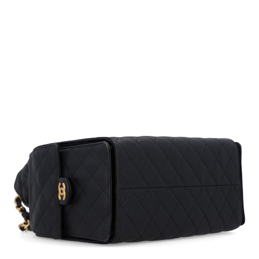 Caviar Quilted Medium Chanel 25 Handbag Black