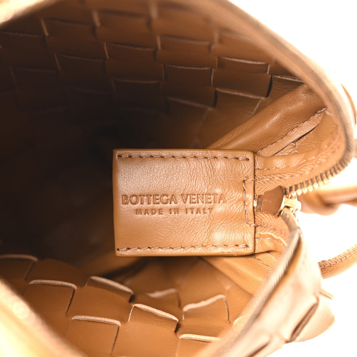 Nappa Intrecciato Mini Loop Camera Bag Camel
