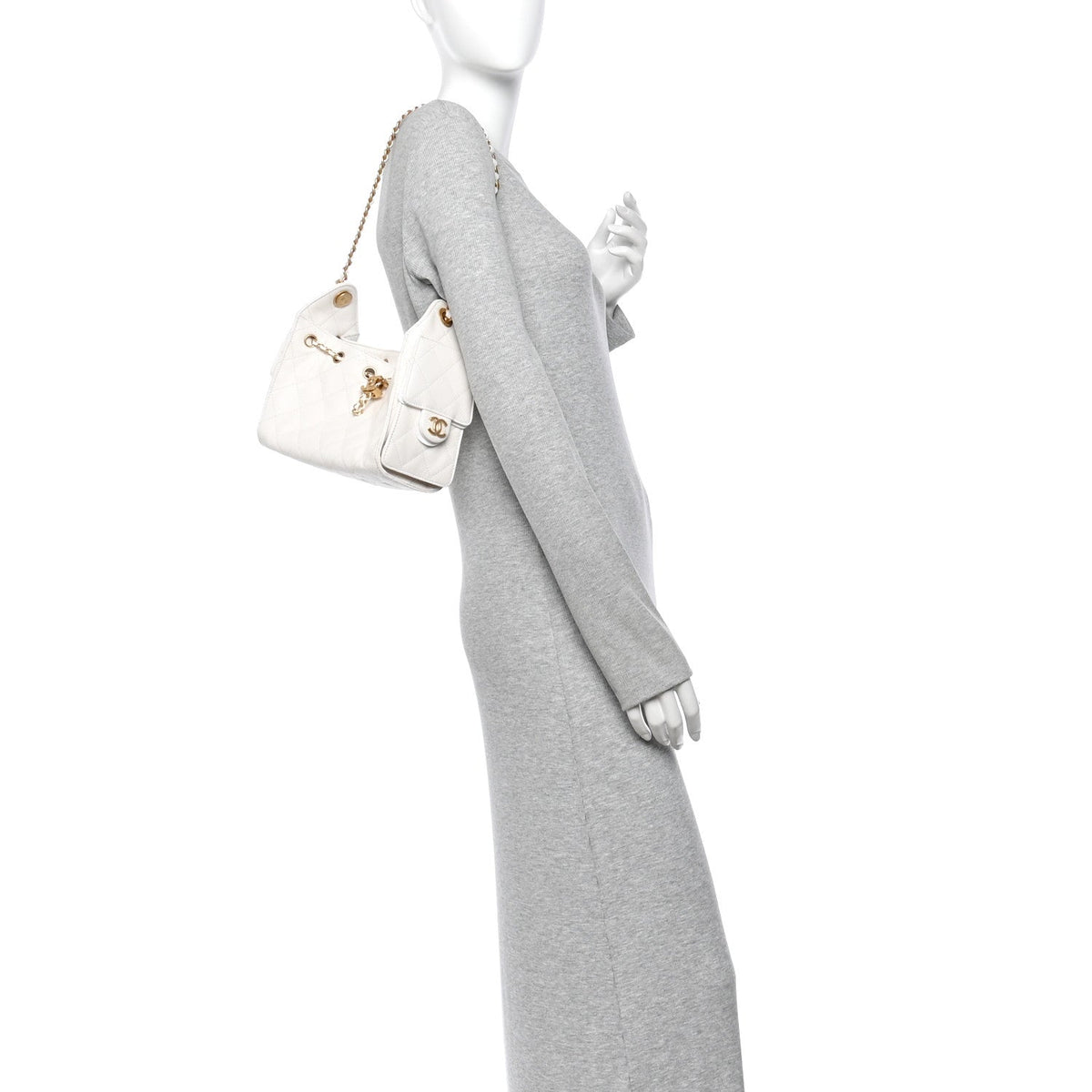 Caviar Quilted Mini Chanel 25 Handbag White