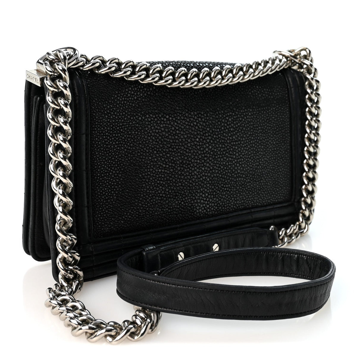 Galuchat Stingray Medium Boy Flap Black