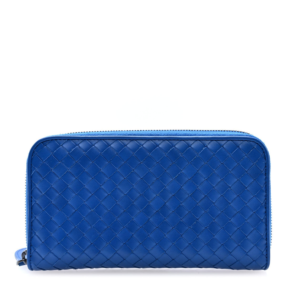 Nappa Intrecciato Zip Around Wallet Cobalt
