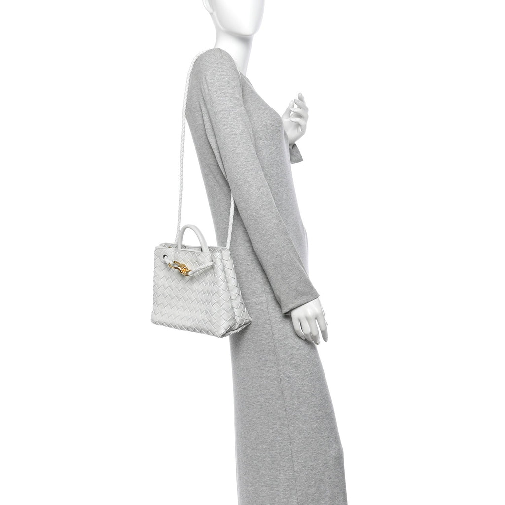 Nappa Intrecciato Small Andiamo Shoulder Bag White
