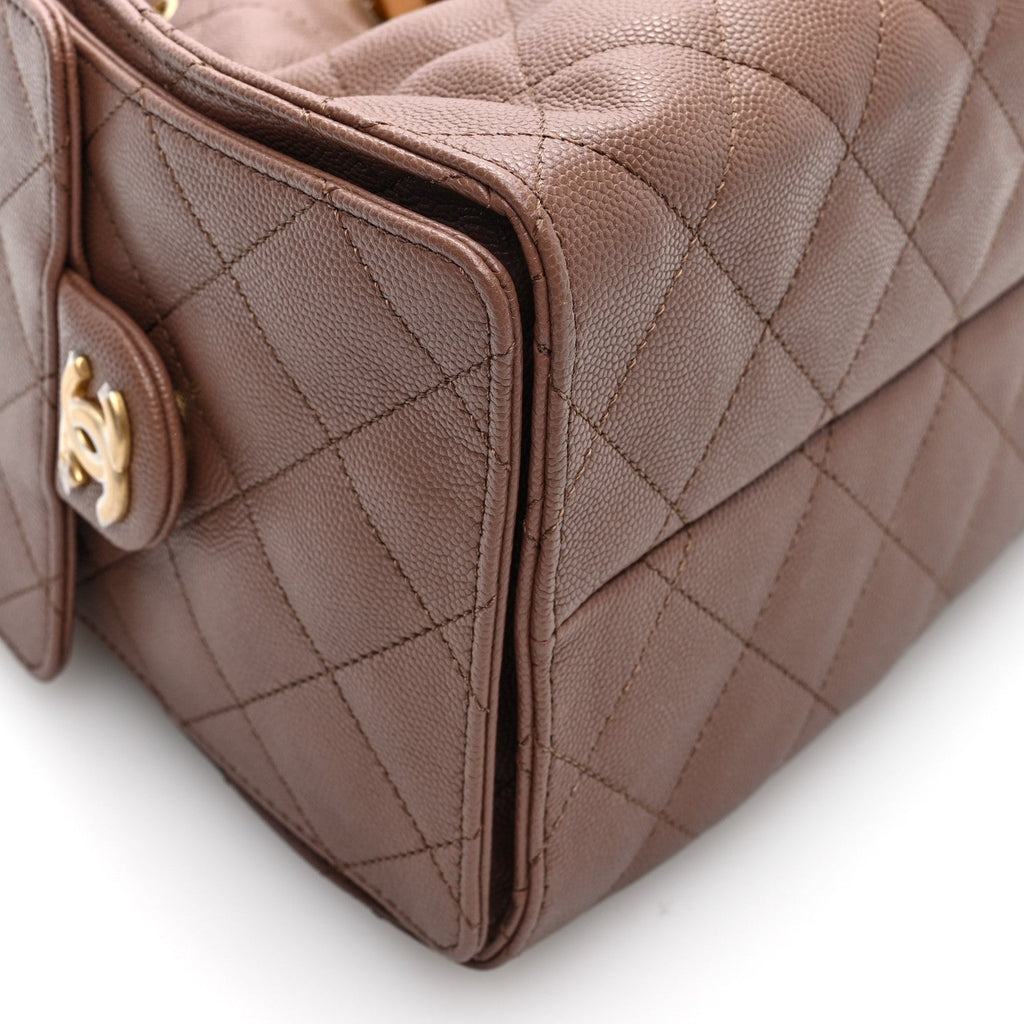Caviar Quilted Small Chanel 25 Handbag Brown