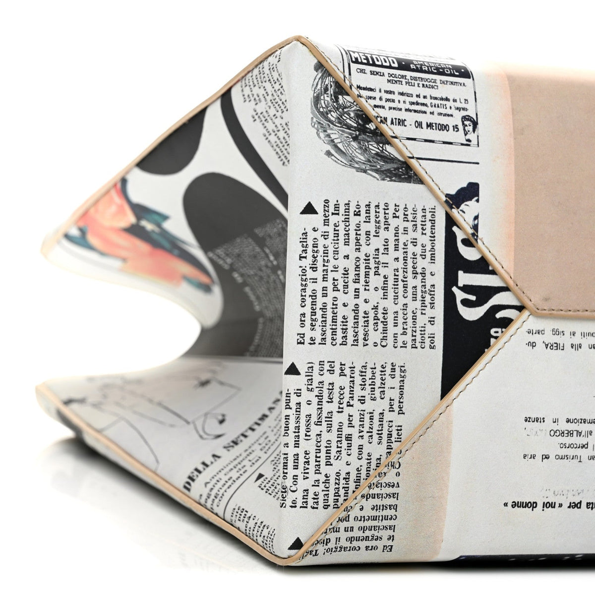 Printed Calfskin Medium Newspaper Tote Bag