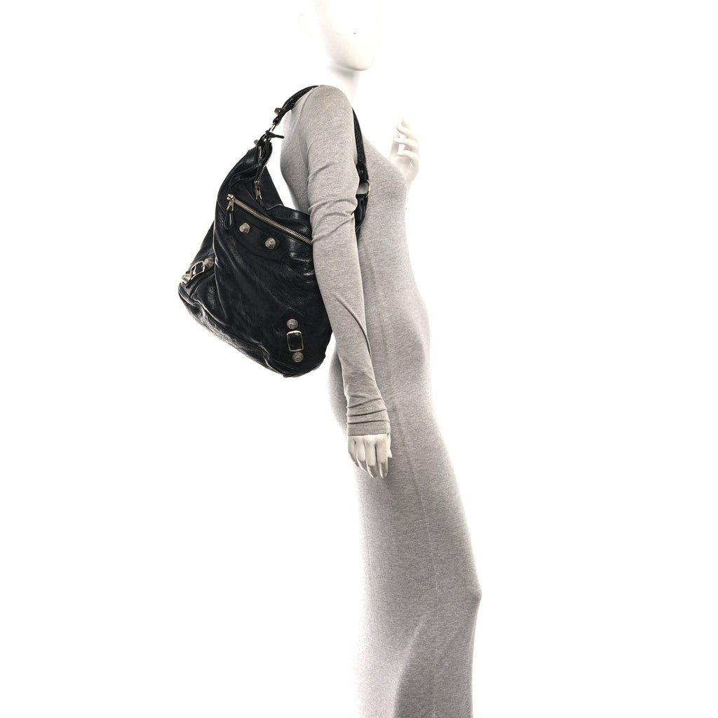 Chevre Giant 21 Silver Hardware Day Hobo Black