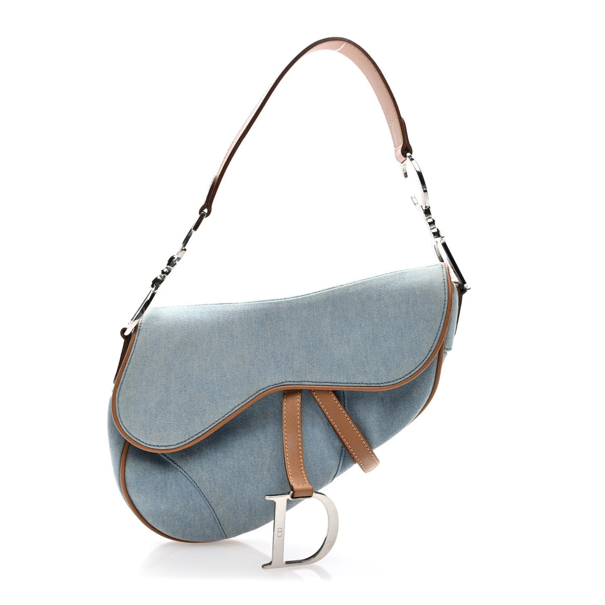 Denim Calfskin Saddle Bag Light Blue