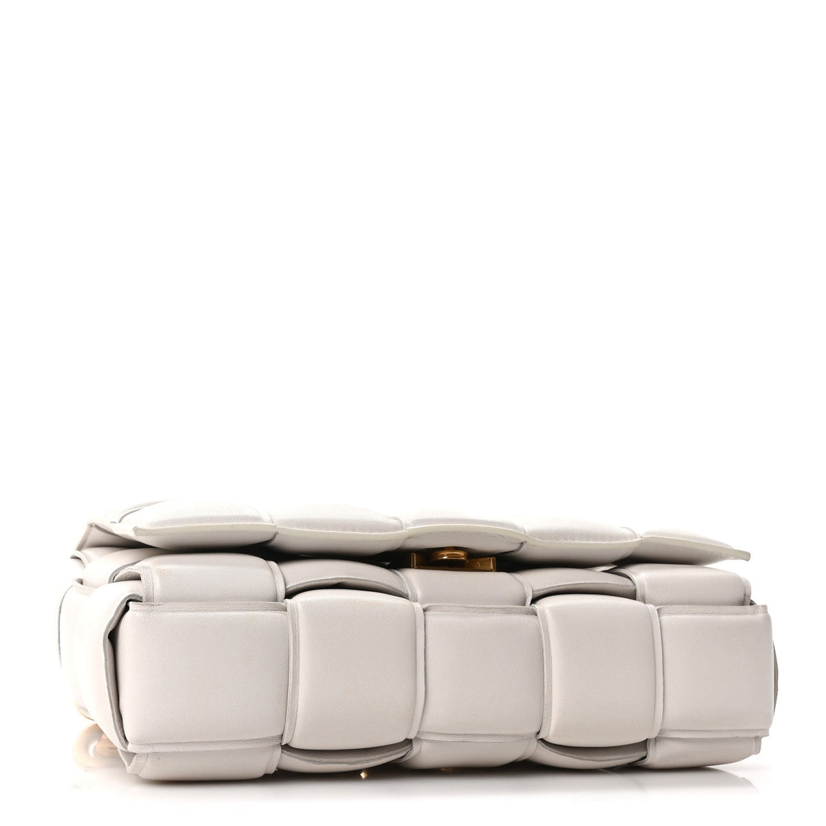 Lambskin Maxi Intreccio Padded Chain Cassette Crossbody Bag White