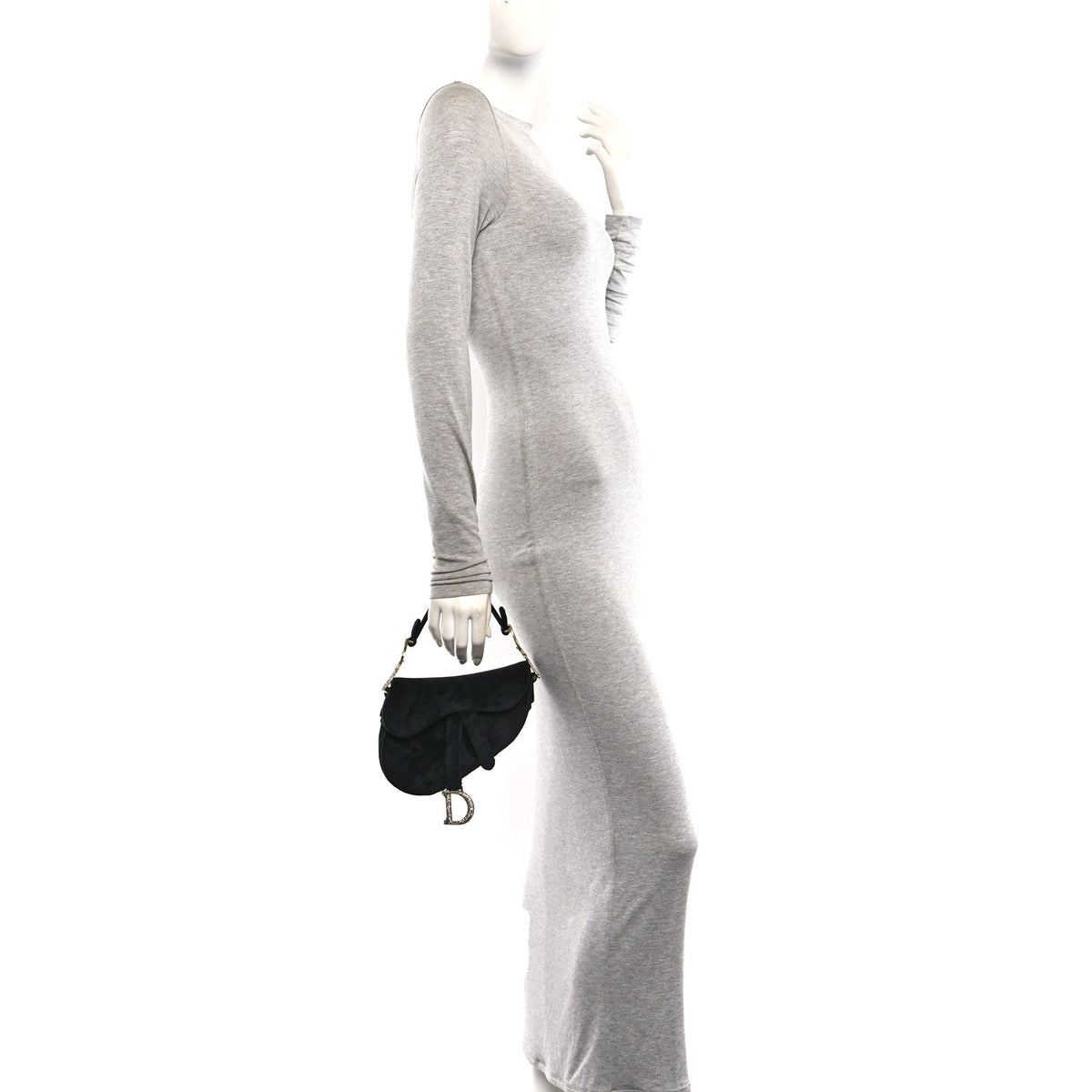 Velvet Crystal Mini Saddle Bag Black