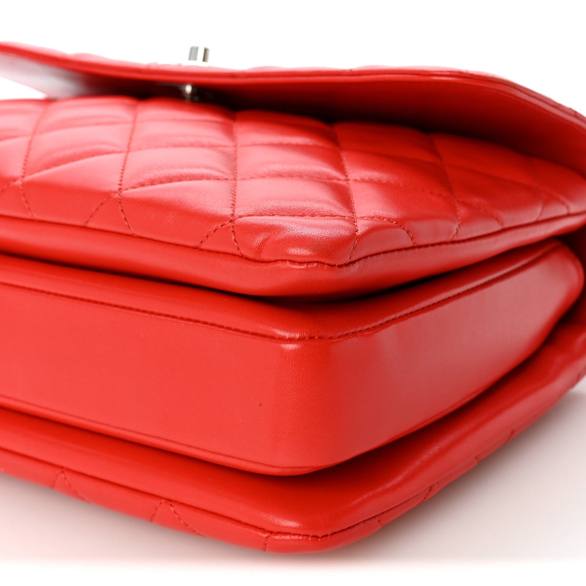 Lambskin Quilted Medium Trendy CC Flap Dual Handle Bag Red