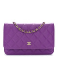 Caviar Quilted Wallet on Chain WOC Purple