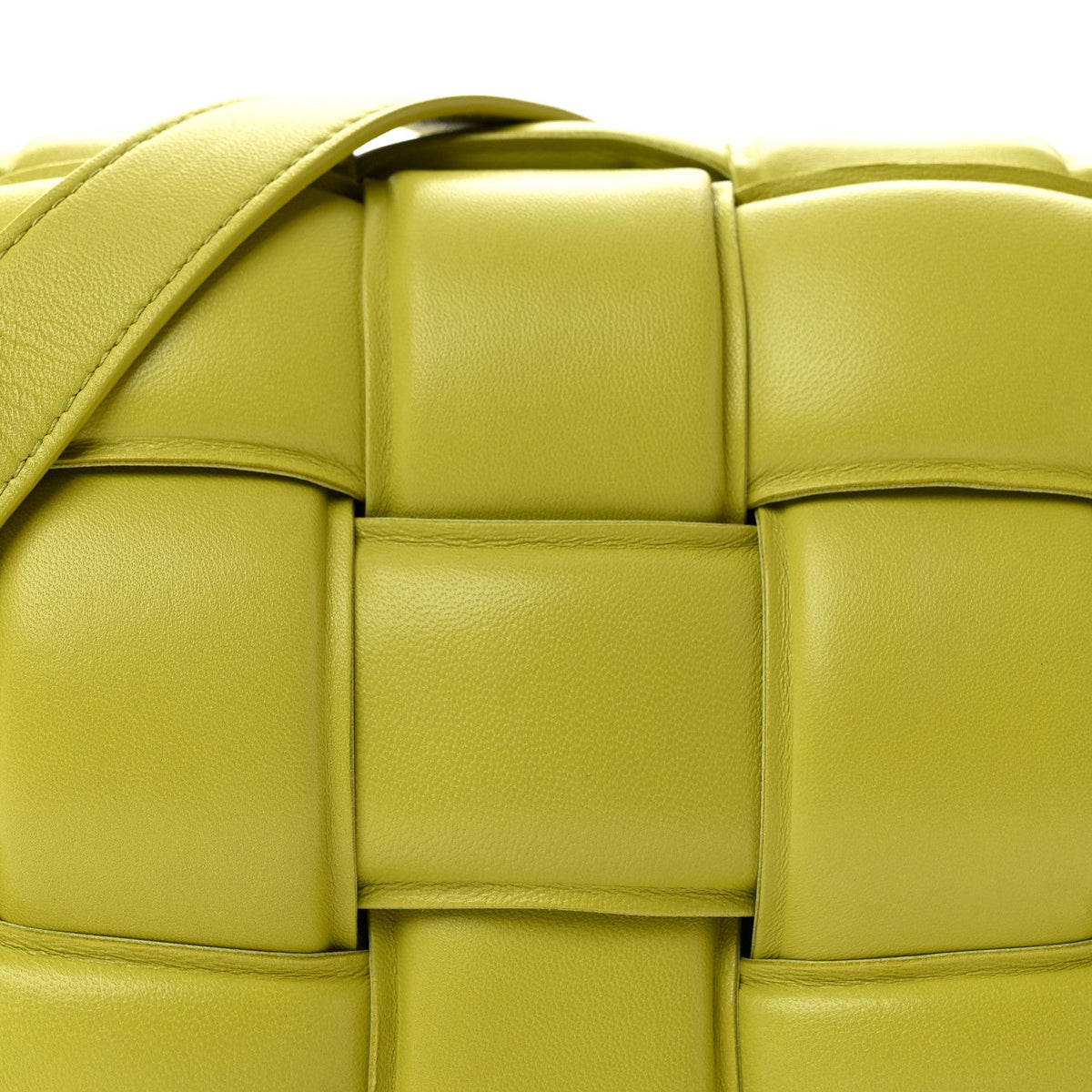 Nappa Maxi Intreccio Padded Cassette Crossbody Bag Lime