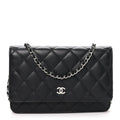 Lambskin Quilted Wallet On Chain WOC Black