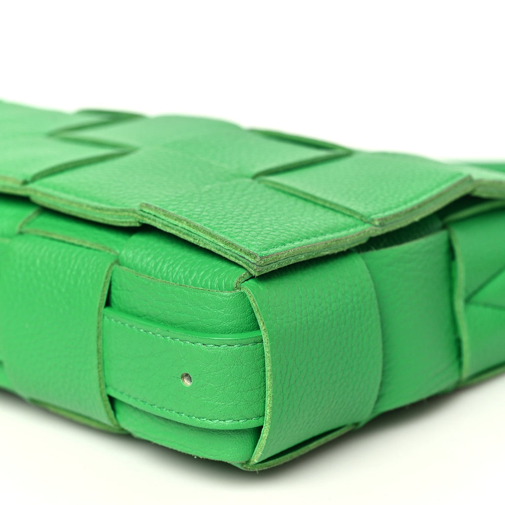 Grained Calfskin Maxi Intrecciato Cassette Crossbody Bag Parakeet