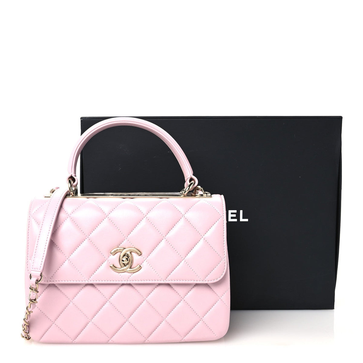 Lambskin Quilted Small Trendy CC Flap Dual Handle Bag Light Pink