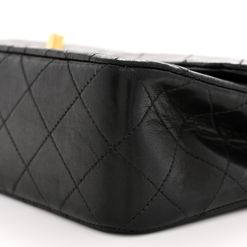 Lambskin Quilted Small Double Flap Black