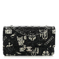 Satin Airline Printed Medium Double Flap Black White