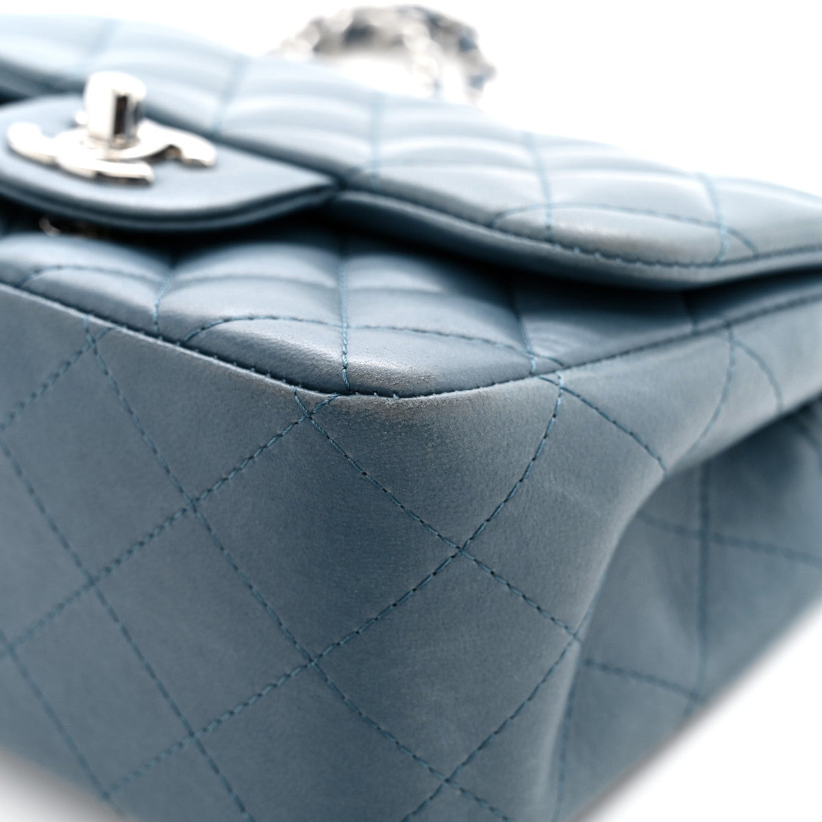 Lambskin Quilted Mini Square Flap Blue