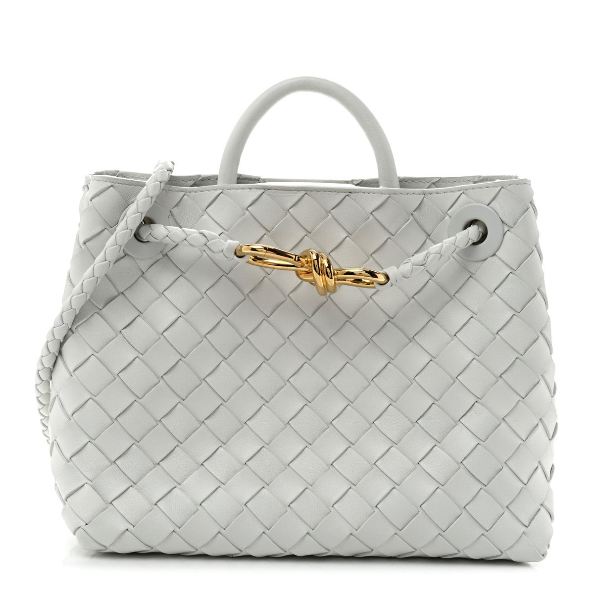 Nappa Intrecciato Small Andiamo Shoulder Bag White