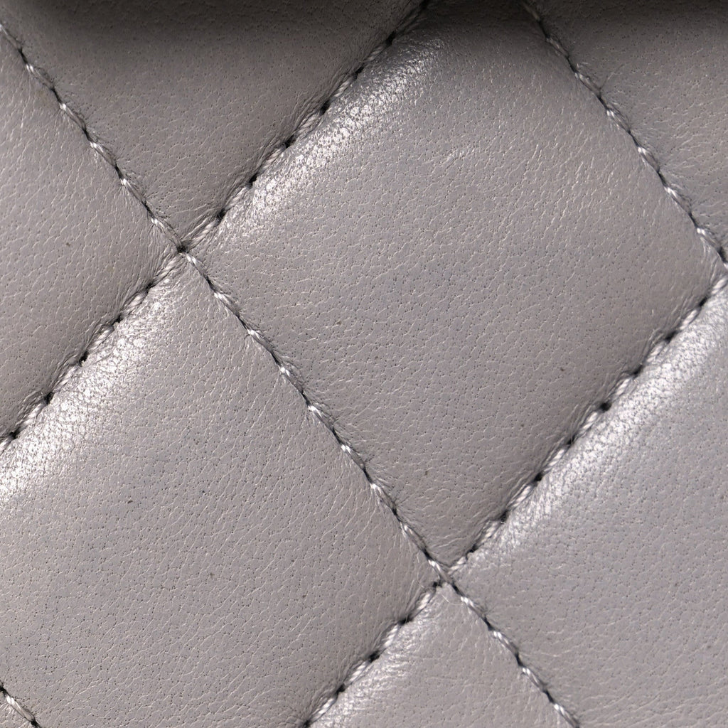 Lambskin Quilted Mini Rectangular Flap Grey