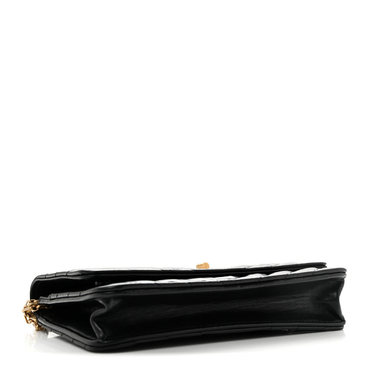 Aged Calfskin Chevron Quilted Reissue Wallet On Chain WOC Black