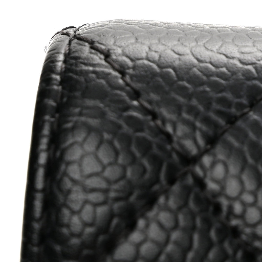 Caviar Quilted Medium Double Flap Black