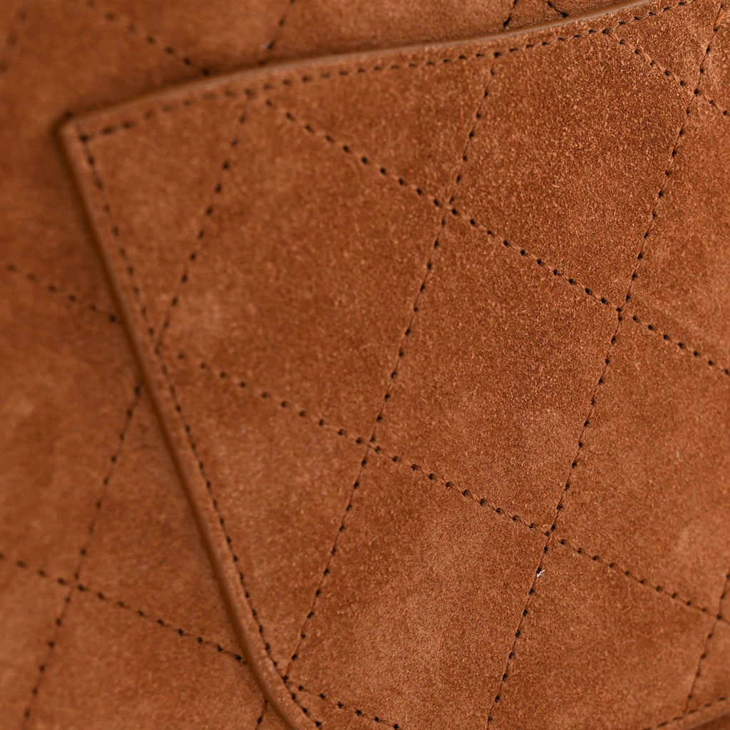 Suede Calfskin Small Souplissimo Maxi Flap Camel