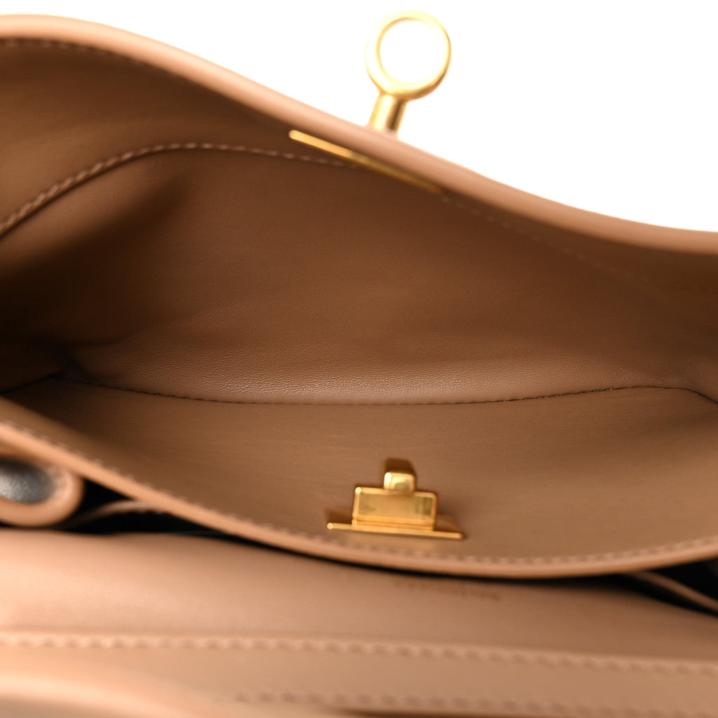 Natural Smooth Calfskin Mini Rodeo Top Handle Handbag Latte