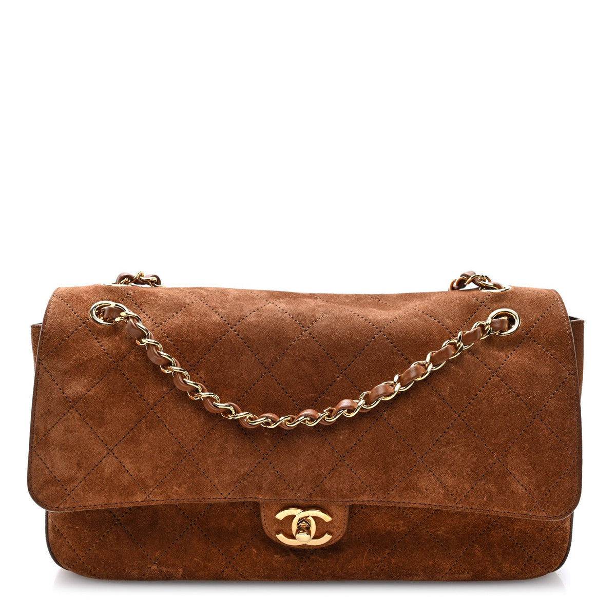 Suede Calfskin Small Souplissimo Maxi Flap Camel