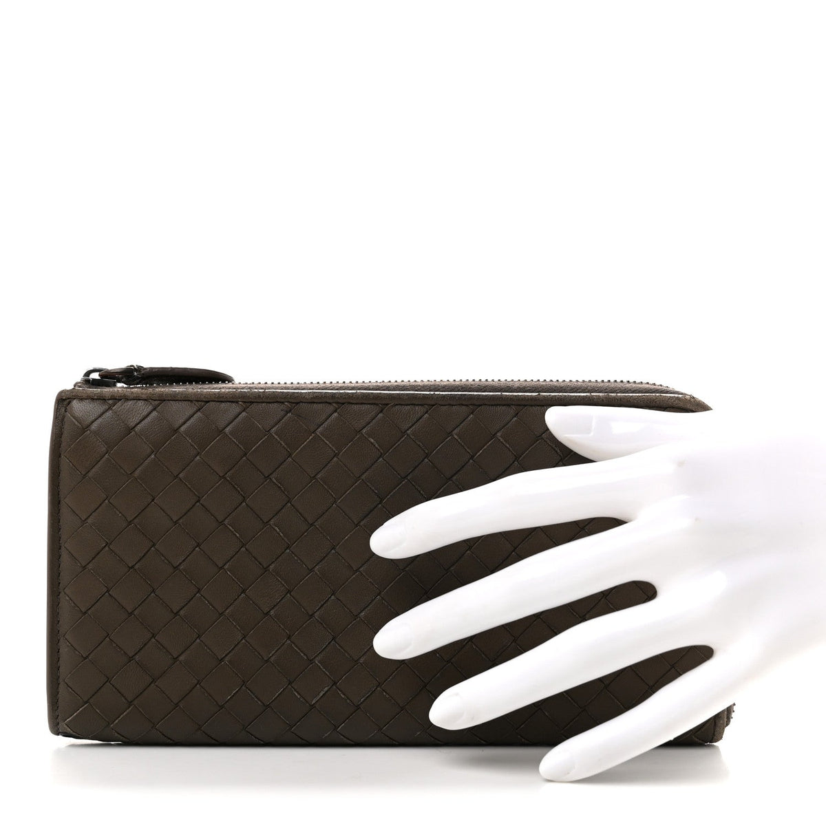 Nappa Intrecciato Zip Around Wallet Mud