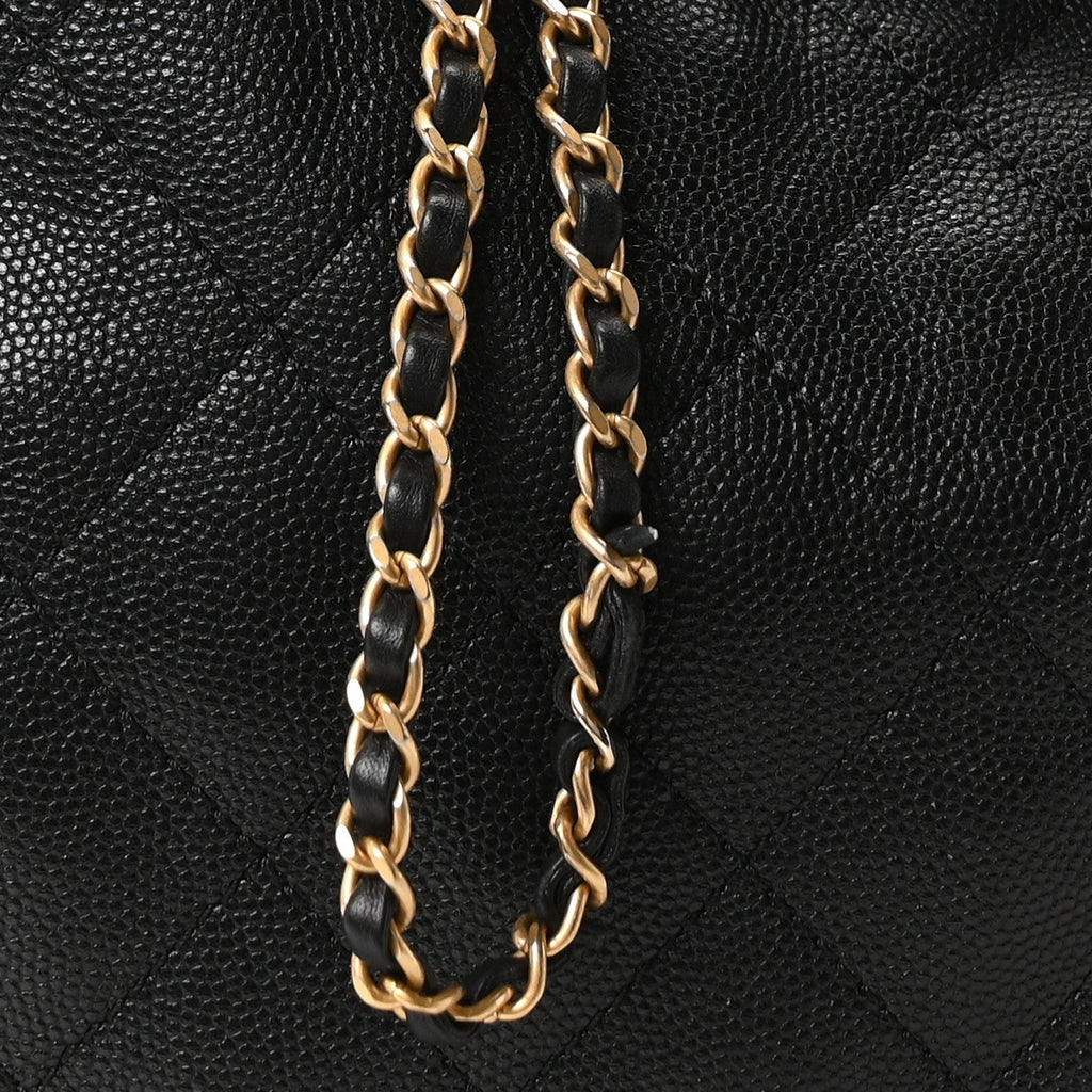 Caviar Quilted Medium Chanel 25 Handbag Black