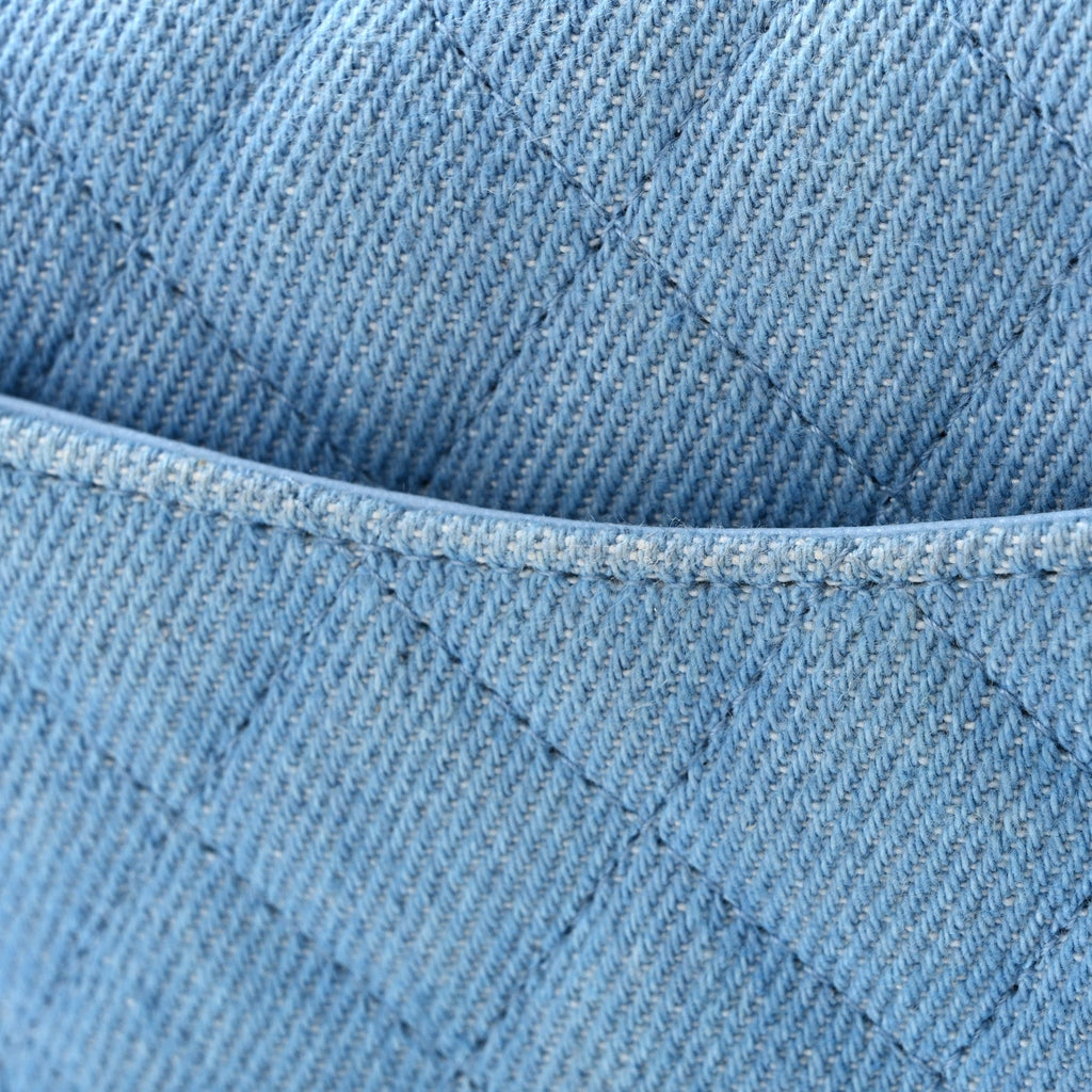 Denim Quilted Mini Rectangular Flap Blue