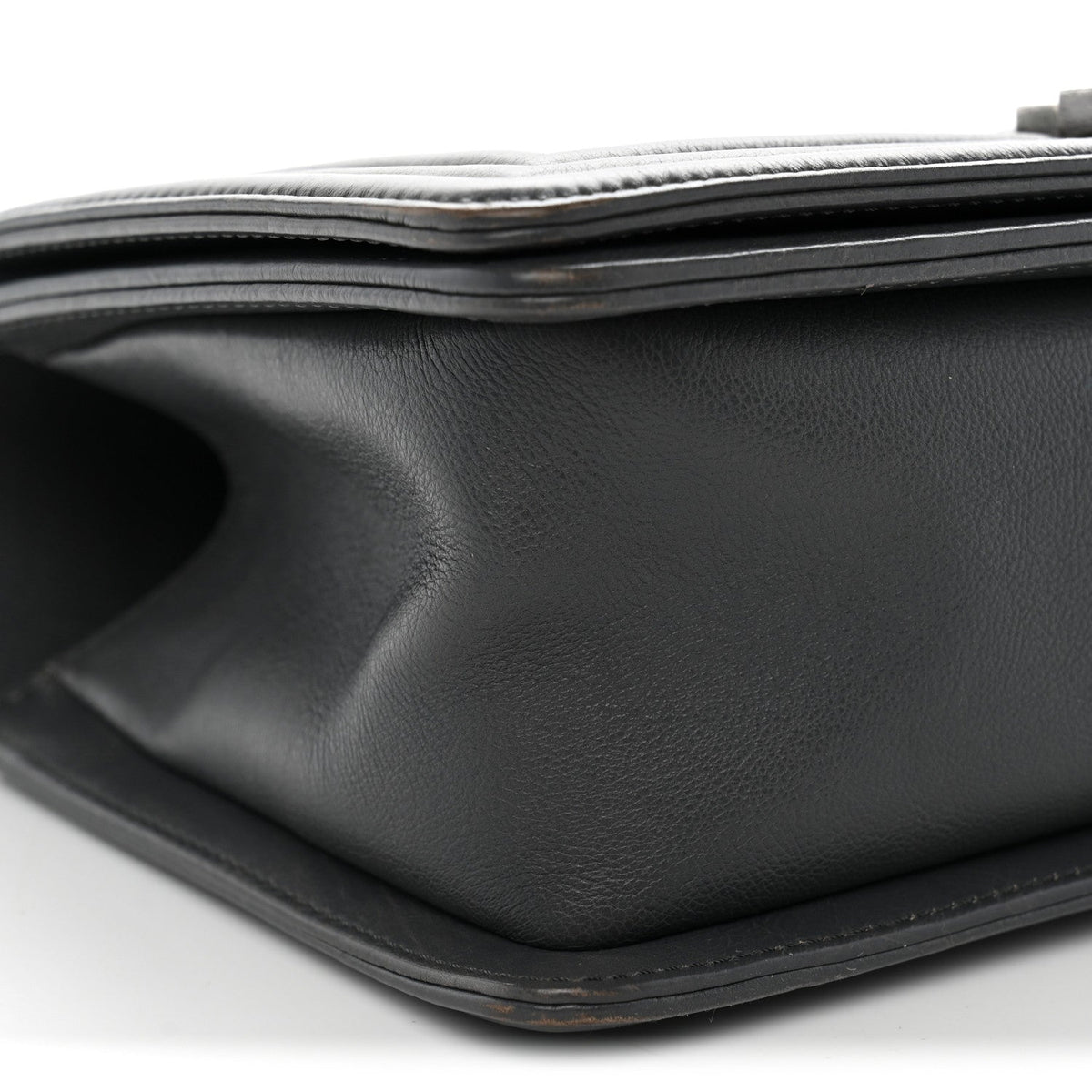 Calfskin Double Stitch Medium Boy Flap Grey