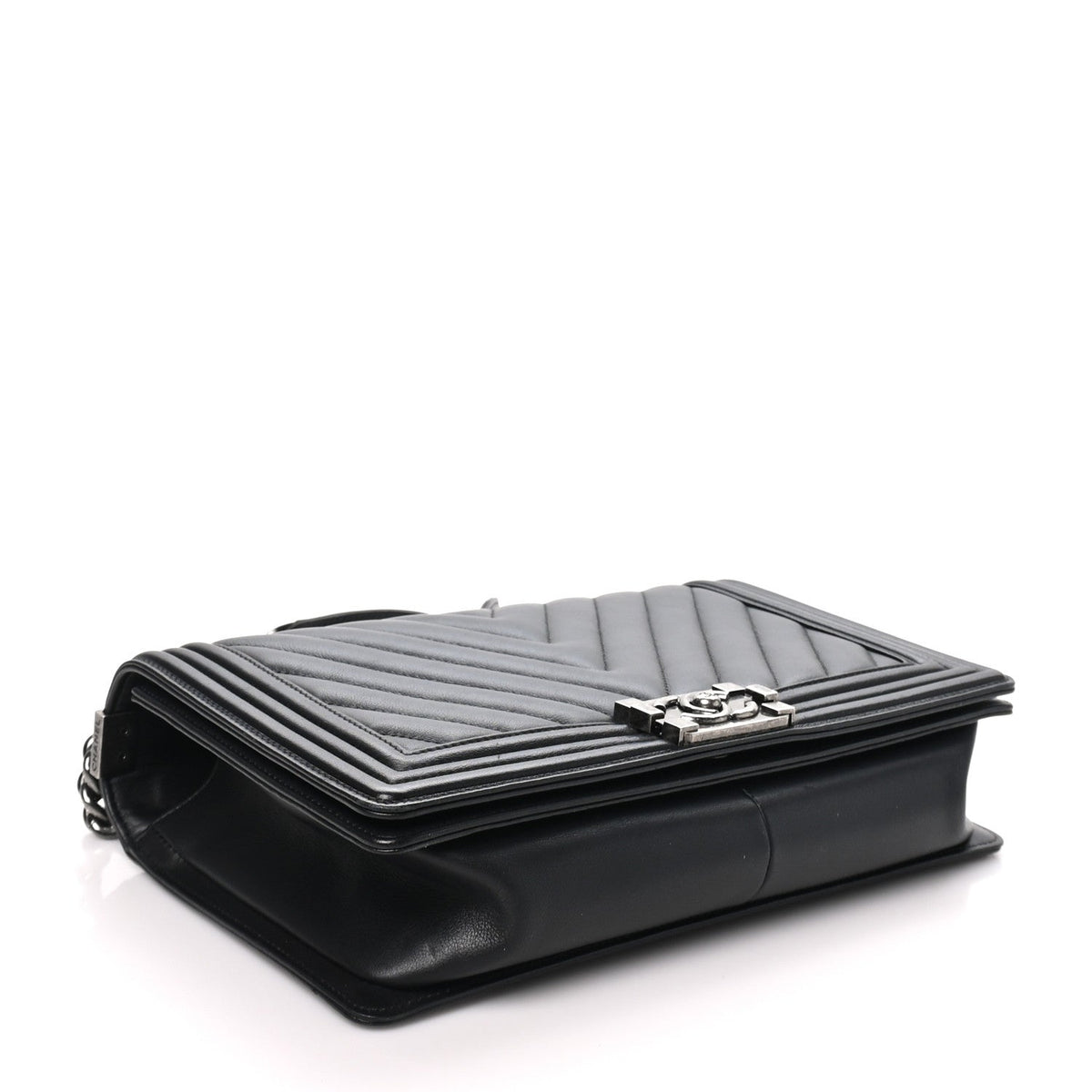 Lambskin Chevron Quilted New Medium Boy Flap Black