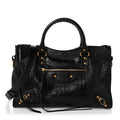 Calfskin Crocodile Embossed Gold Hardware Le City Black