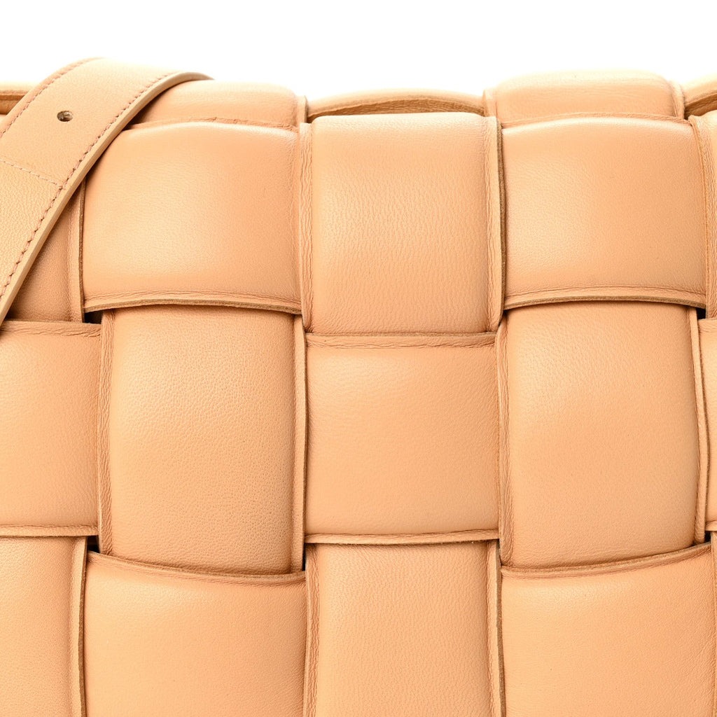 Nappa Maxi Intreccio Padded Cassette Crossbody Bag Almond