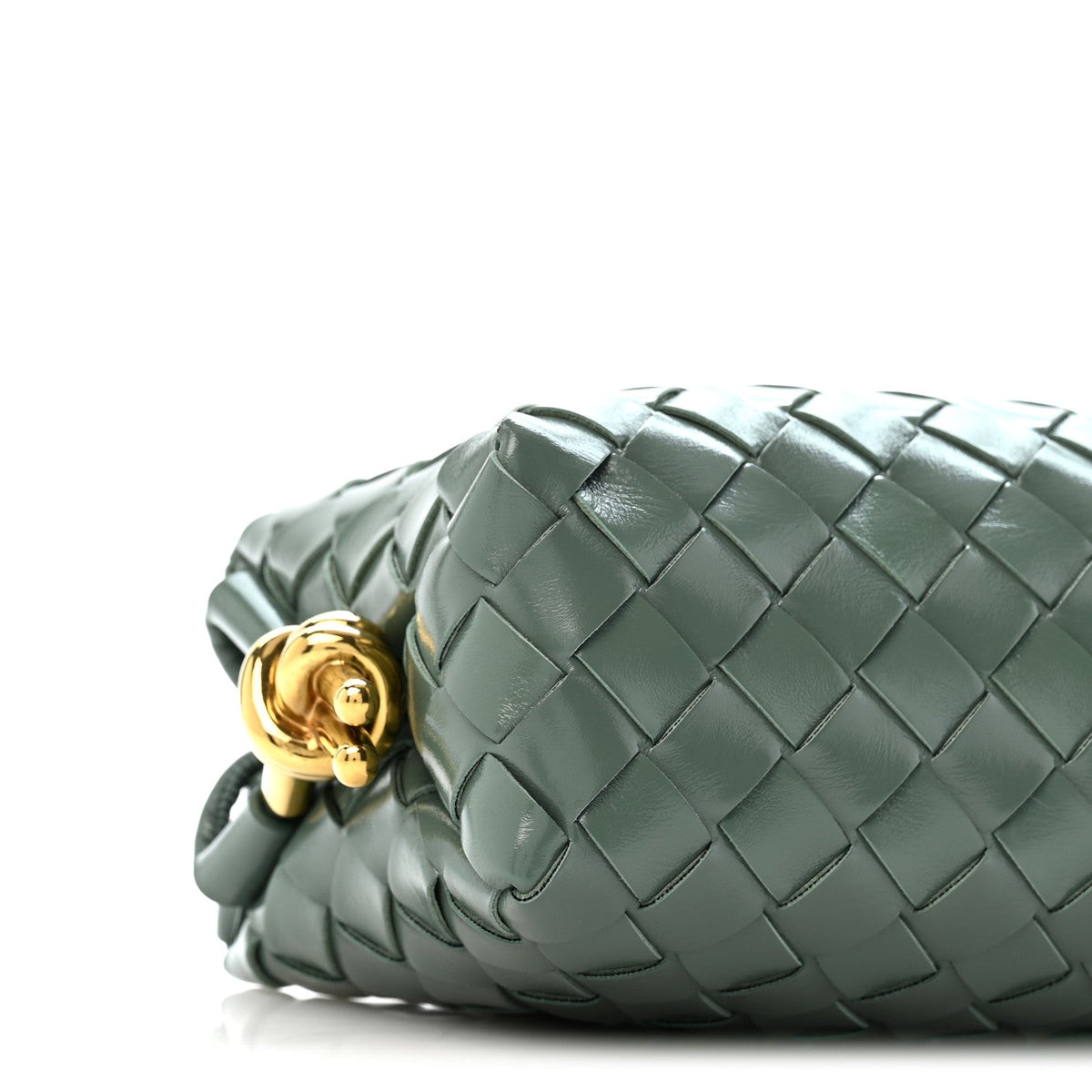 Polished Nappa Intrecciato Knot Mini Loop Camera Bag Aloe