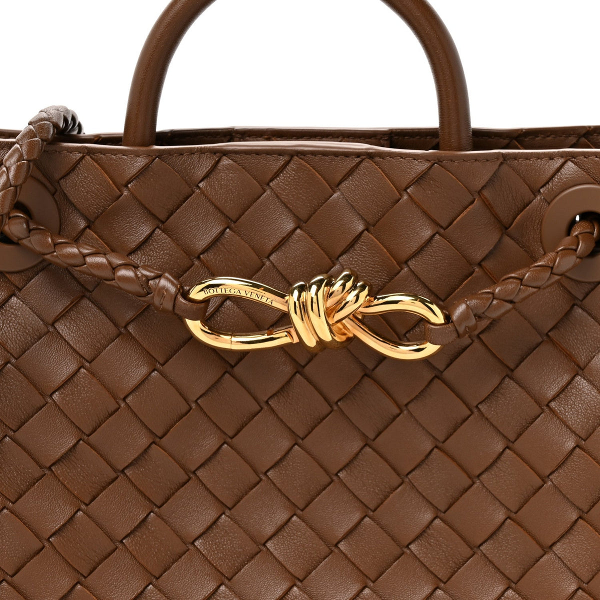 Nappa Intrecciato Small Andiamo Shoulder Bag Nocciola