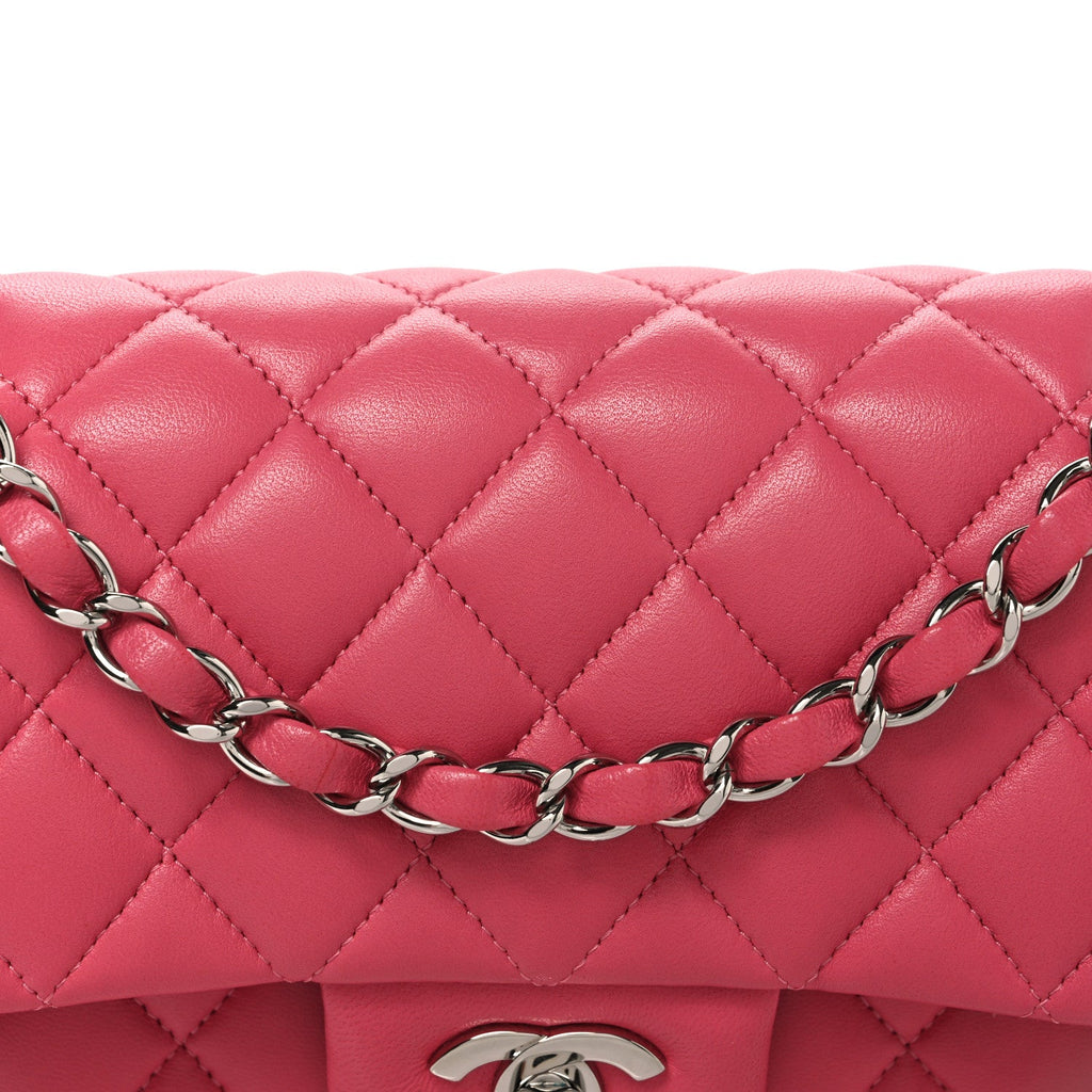 Lambskin Quilted Small Double Flap Pink